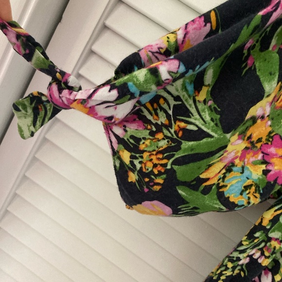 Women's Titi Floral Print on Black, Soft Maxi Dress With Side Slits, Size Small - Picture 4 of 6